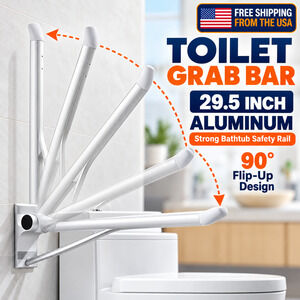 29.5" Aluminum Toilet Grab Bar Flip Up Bathroom Bathtub Safety Rail Wall Mounted